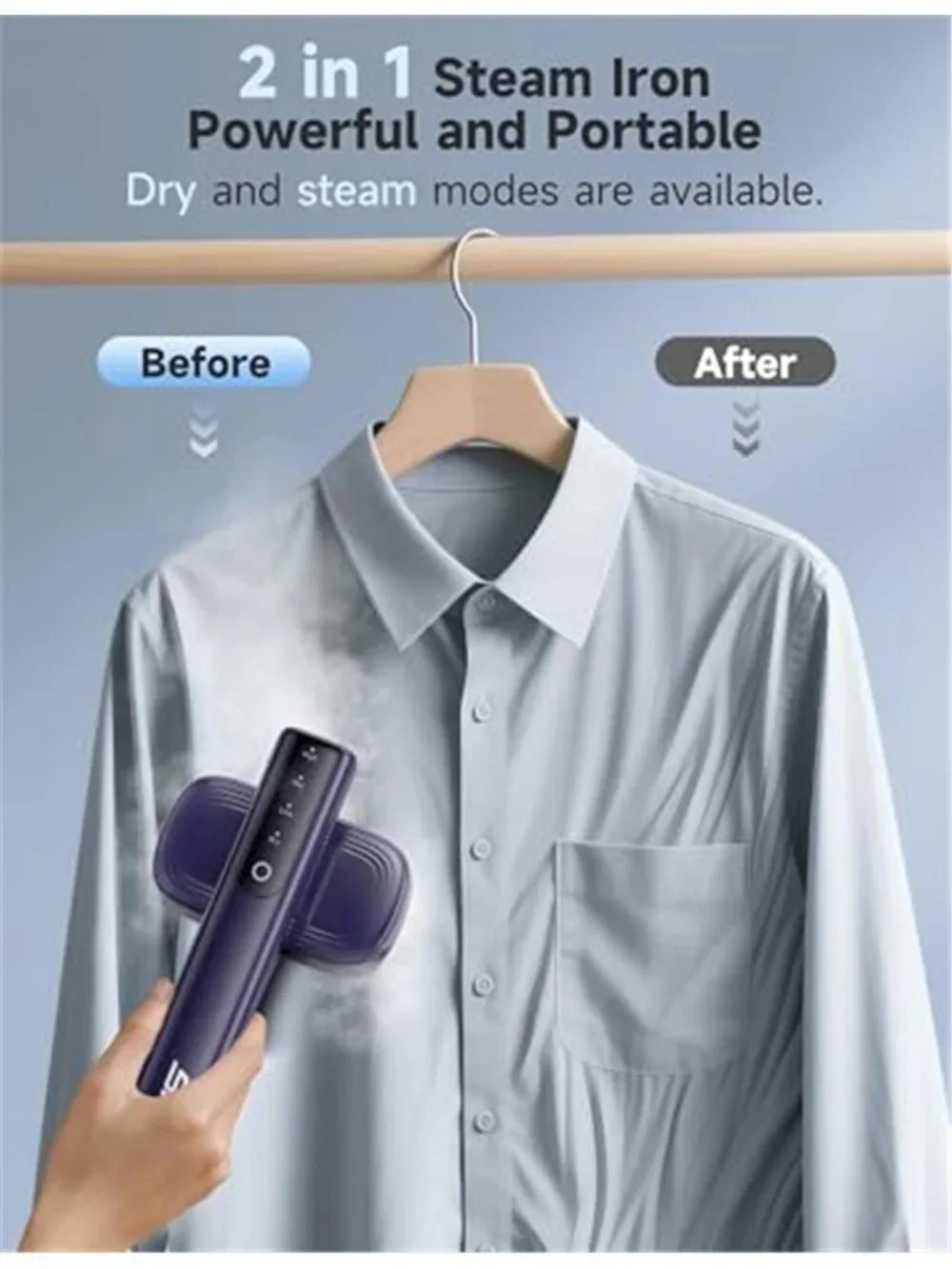 2-in-1 Steamer & Iron for Clothes, Travel Steamer for Clothes | 15s Fast
